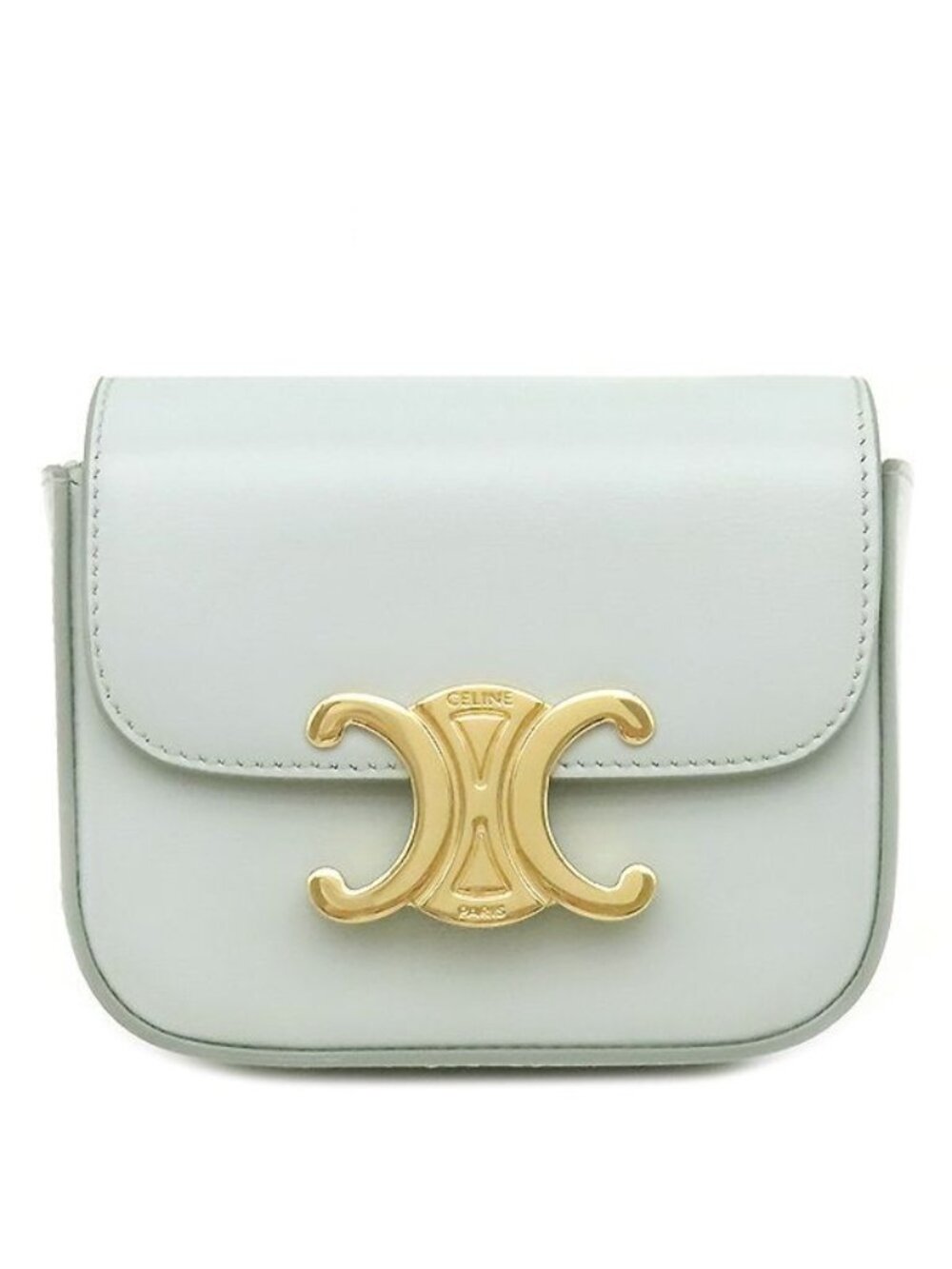Celine Shoulder Bag Mini Claude Calfskin Ice Blue Gold Taurillon